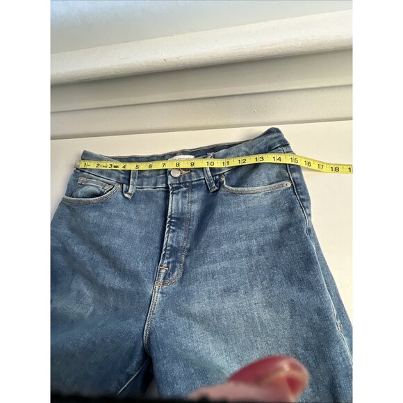 Good American Good Legs Crop Mini Boot Blue Jean GLCMBAF739 Size 26.5 Raw Hem - Picture 6 of 9